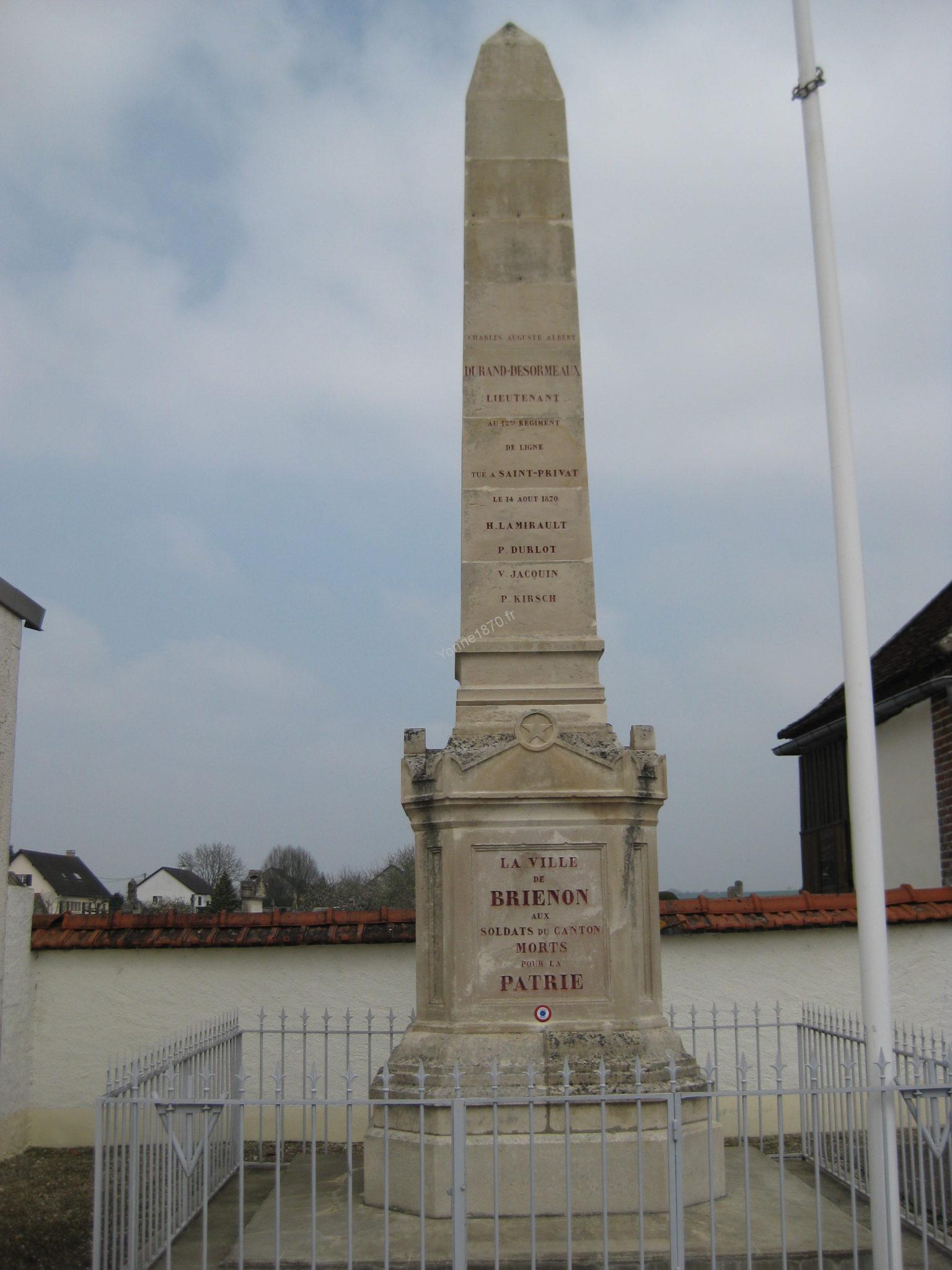 Brienon sur Armançon Yonne 1870